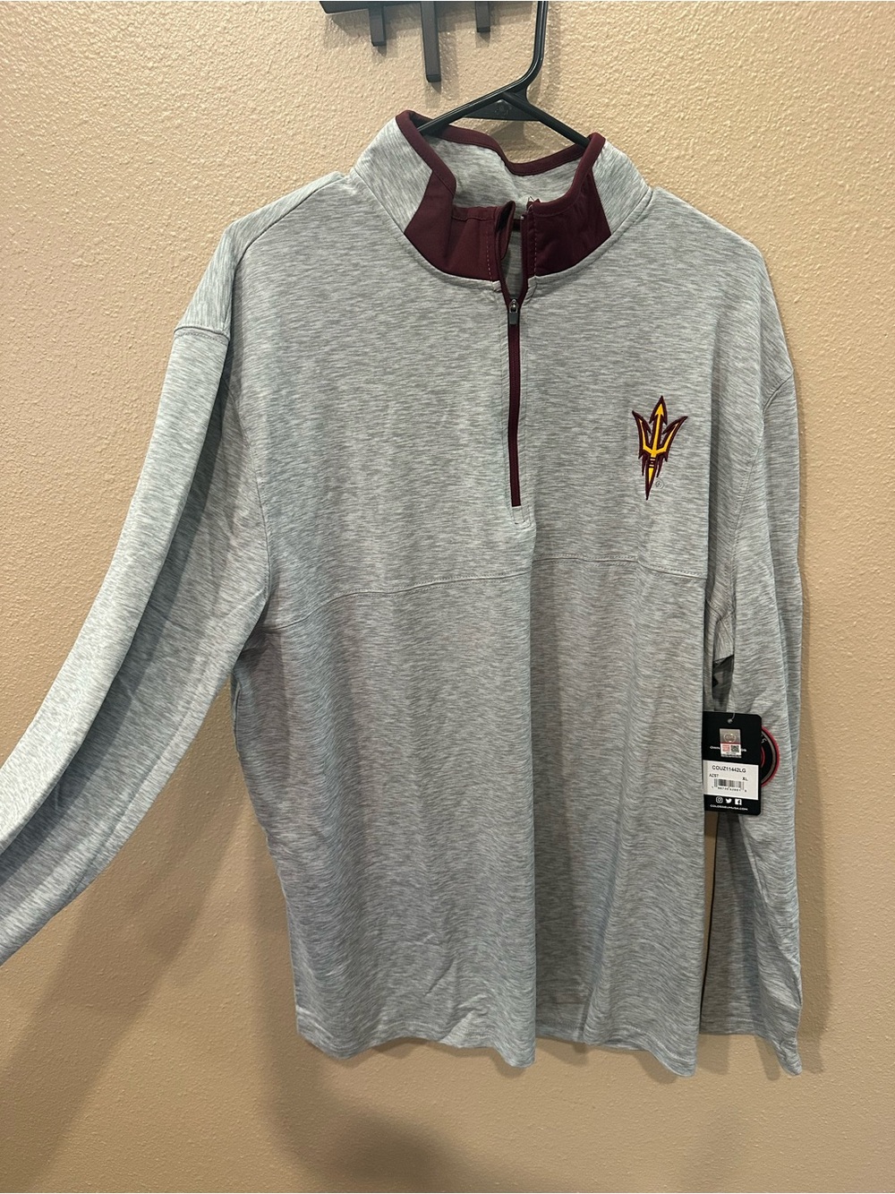 Colosseum Arizona State Sun Devils White and Maroon Logo Quarter Zip
